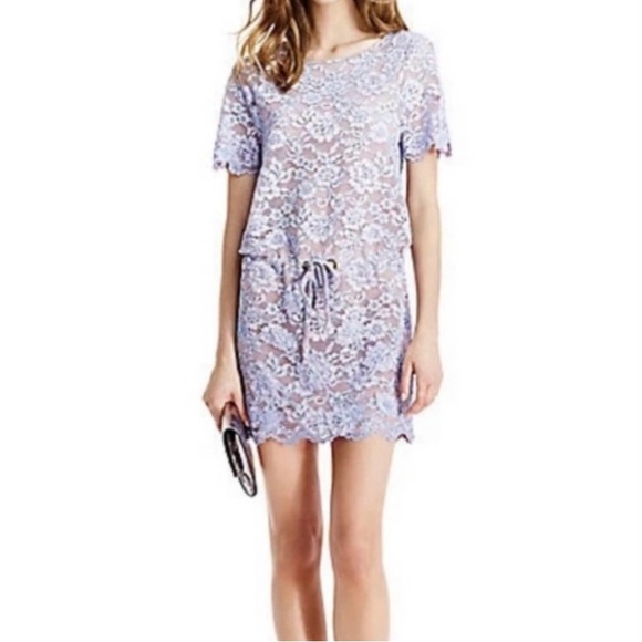 NWT Diane Von Furstenberg Amal Lace Mini Dress in Lilac Purple Size Large - Picture 2 of 13